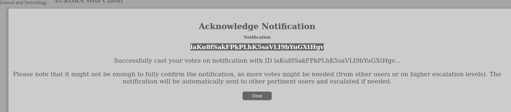 Ack Notification Success