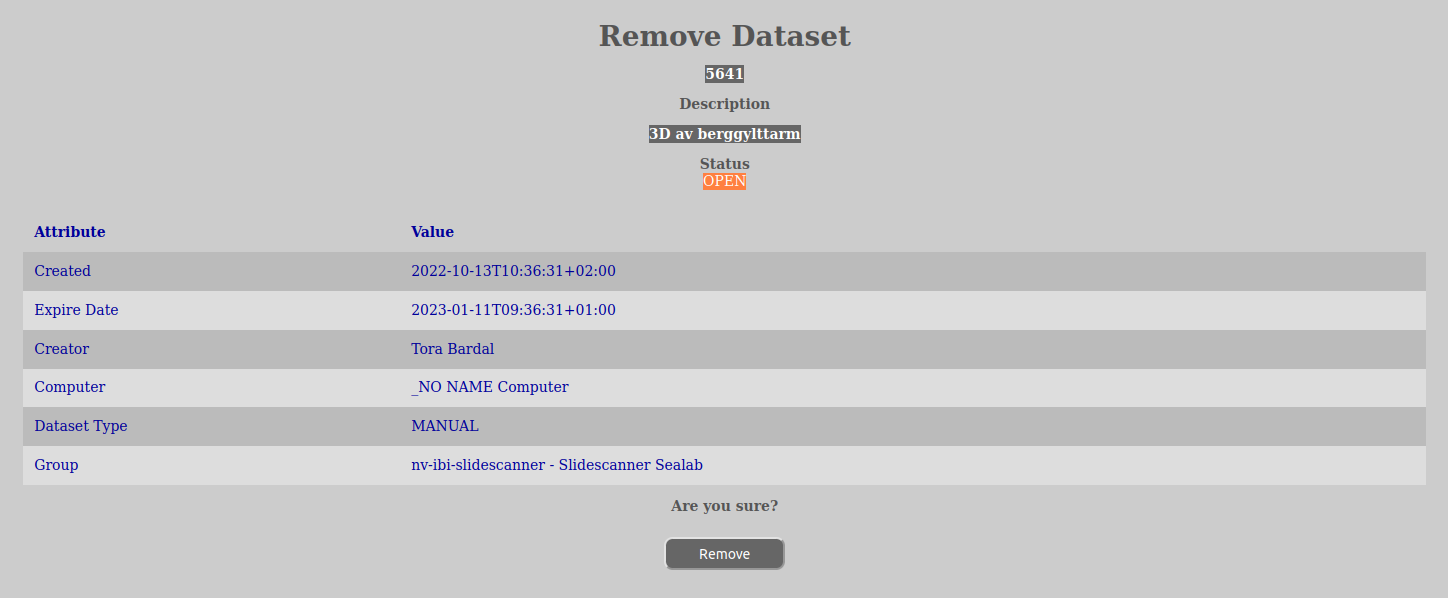Remove Dataset