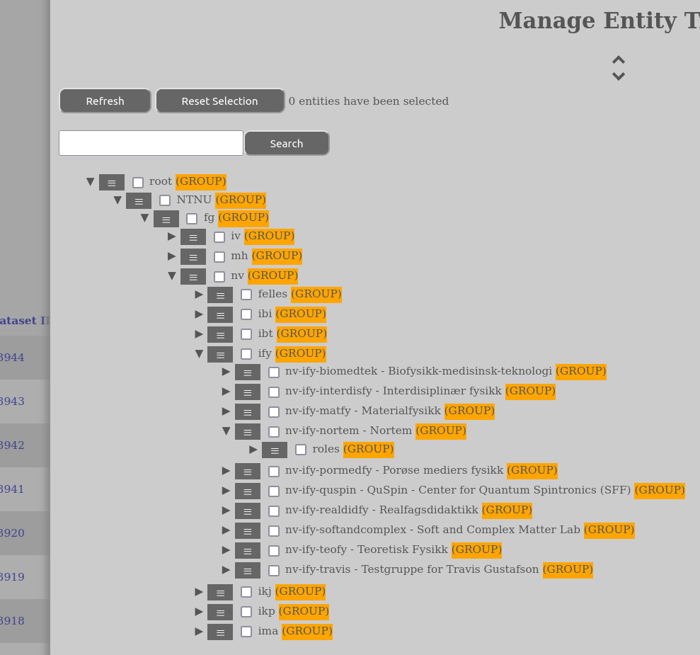 Manage Entity Tree