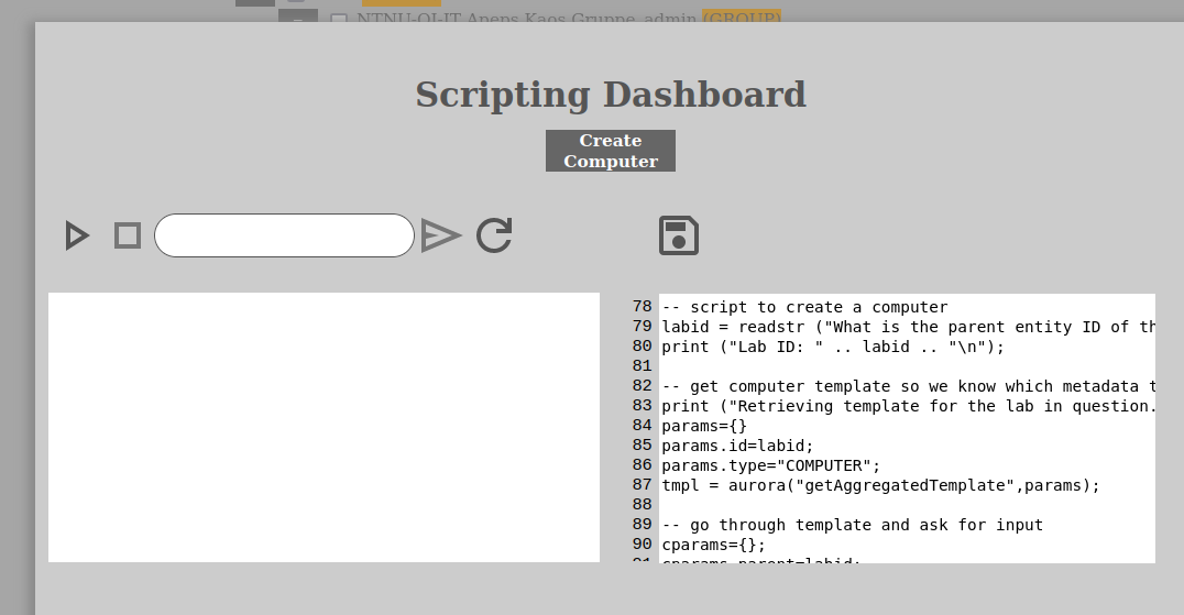 Scripting Dashboard Overview