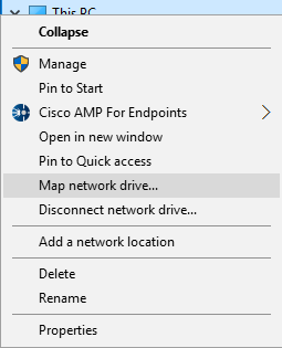 MapNetworkDrive dropdown menu